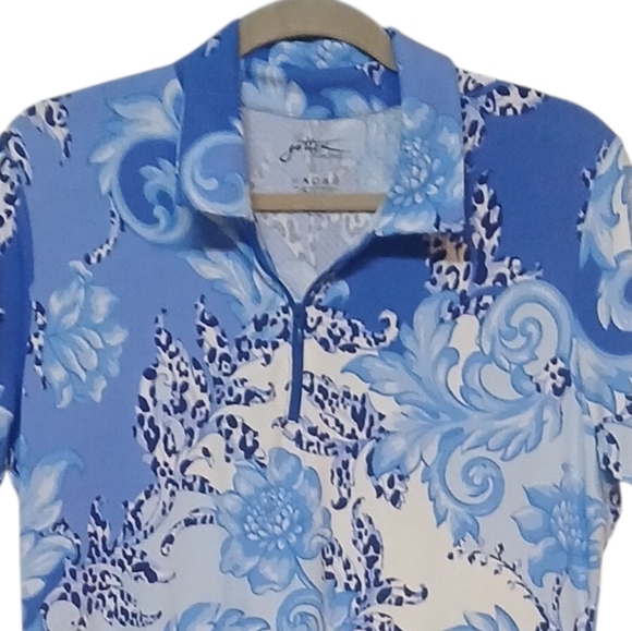 Gottox - NWOT Multi Colored Shift Dress, Zipperd Neck, Short Sleeve, Collared - Picture 4 of 11